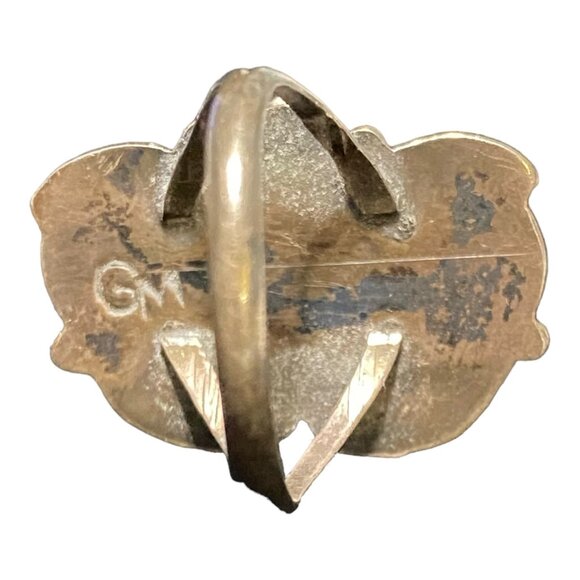 Ring Size 5.5 2 Mother of Pearl 10mm x 8mm Native Possibly Old Pawn Sterling Sil - Picture 14 of 14